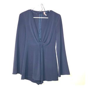 NWOT Dusty blue plunge romper
